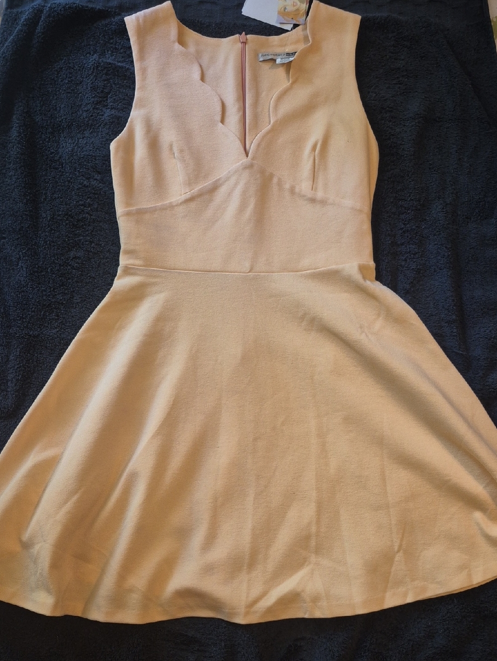 Necessary Objects Blush Peach Scallop-Neck Fit & Flare Mini Dress